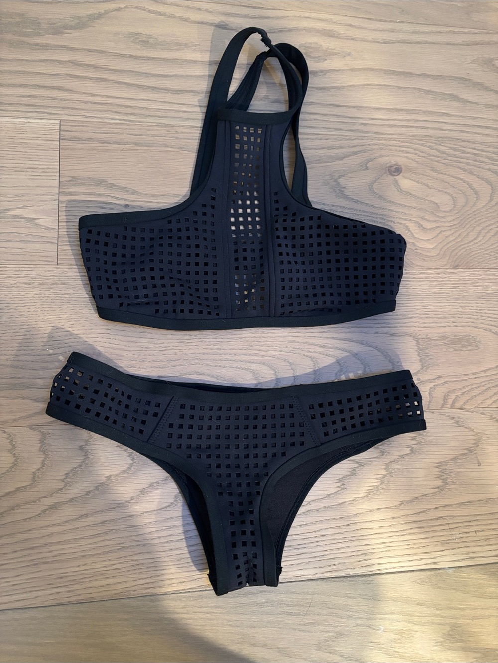 Rip Curl Black Laser-Cut High Neck Bikini Set